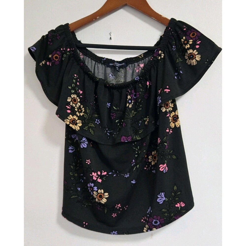 One Clothing Womens Top M Dark Floral Blouse Witchy Whimsigoth Fairy Grunge
